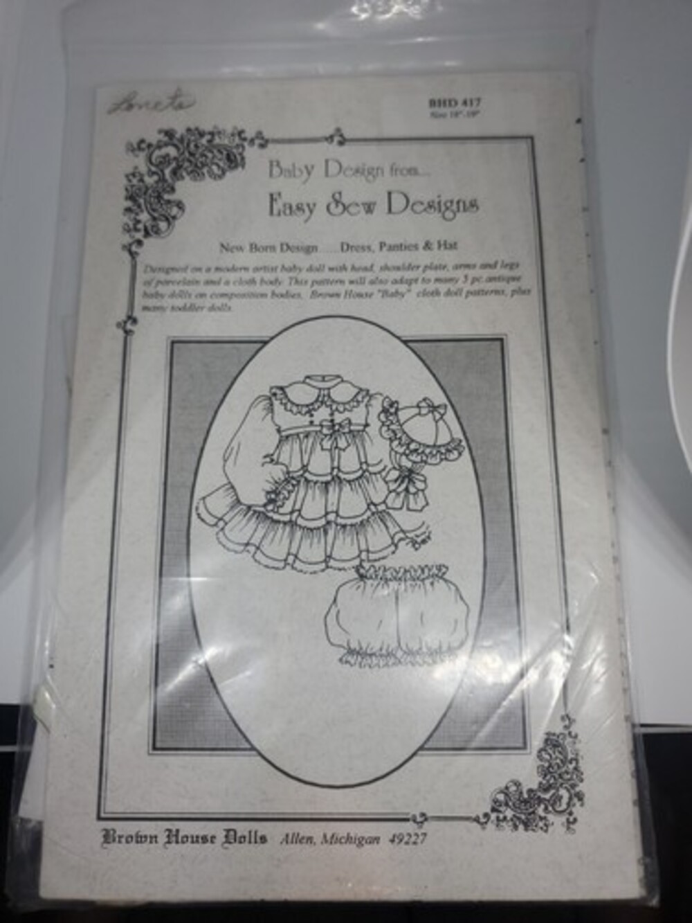 Brown House Doll Easy Sew Designs Modern New Born Design Pattern 417 18"-19"
